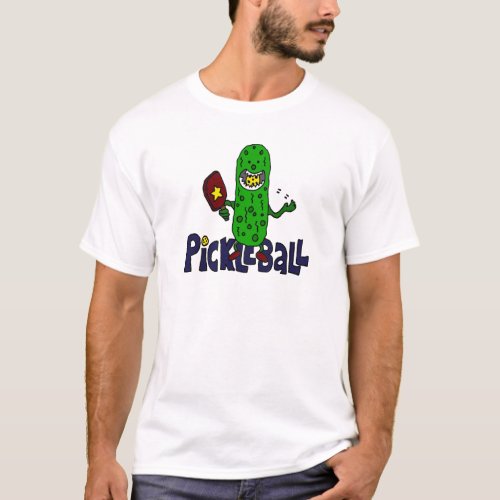 Funny Pickleball Monster Cartoon T_Shirt
