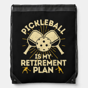 Funny Pickleball My Retirement Plan Vintage Drawstring Bag