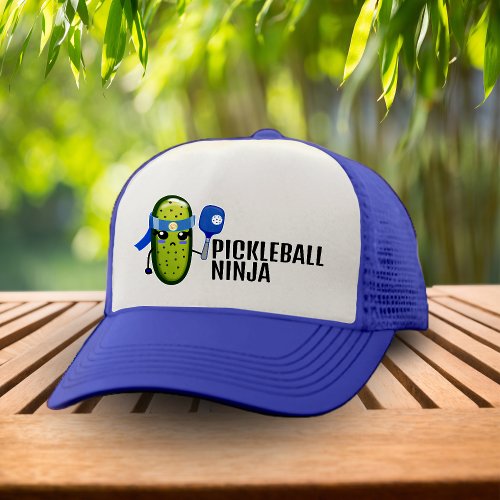 Funny Pickleball Ninja Blue  White Dill Pickle  Trucker Hat