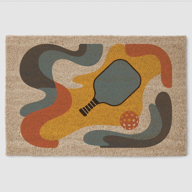 Funny Pickleball Paddle Abstract Art Welcome Mat (Front)