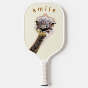 Funny Pickleball Paddle Playful Ostrich - Smile