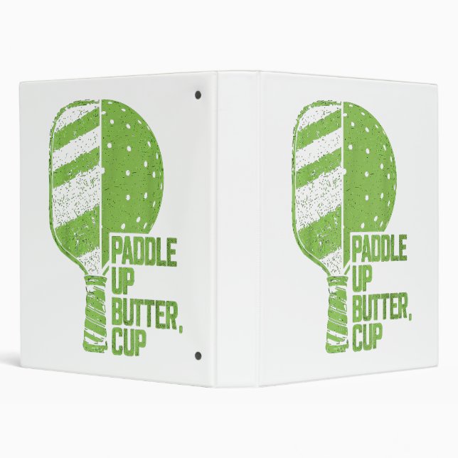Funny Pickleball Paddle Up Butter Cup 3 Ring Binder (Background)