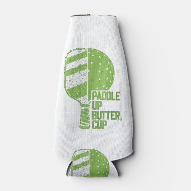 Funny Pickleball Paddle Up Butter Cup Bottle Cooler (Front)