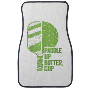Funny Pickleball Paddle Up Butter Cup Car Floor Mat