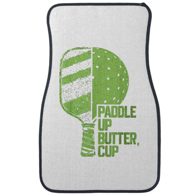 Funny Pickleball Paddle Up Butter Cup Car Floor Mat (Front)