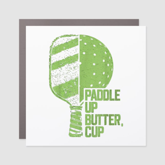 Funny Pickleball Paddle Up Butter Cup Car Magnet (Front)
