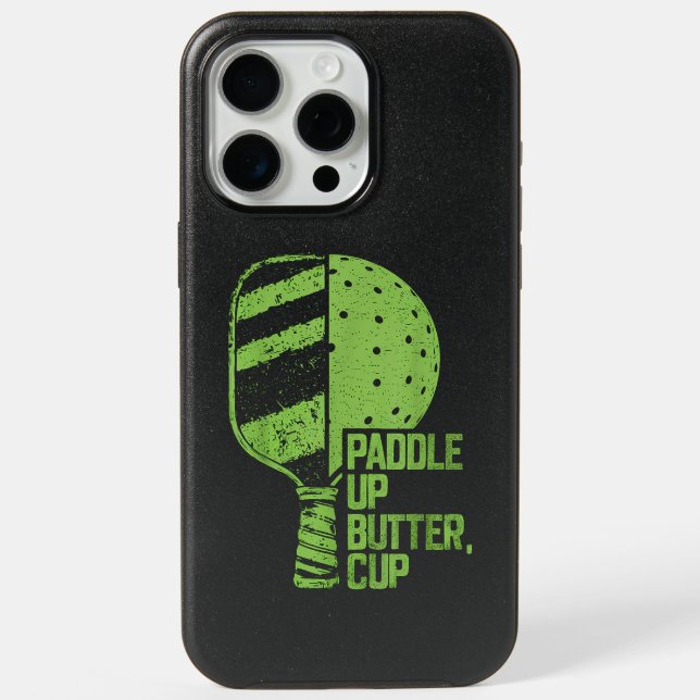 Funny Pickleball Paddle Up Butter Cup iPhone 15 Pro Max Case (Back)
