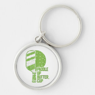 Funny Pickleball Paddle Up Butter Cup Keychain