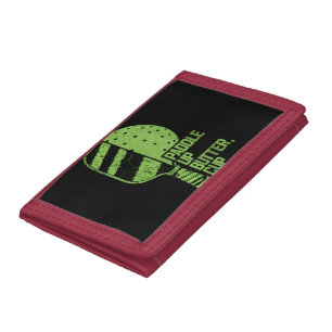 Funny Pickleball Paddle Up Butter Cup Tri-fold Wallet