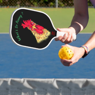 Funny Pickleball Paddle with Rooster - Custom Text