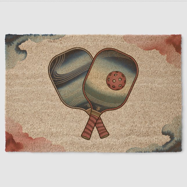 Funny Pickleball Paddles Abstract Art Welcome Mat (Front)