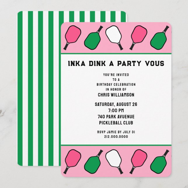 Funny Pickleball Party Invitation (Front/Back)