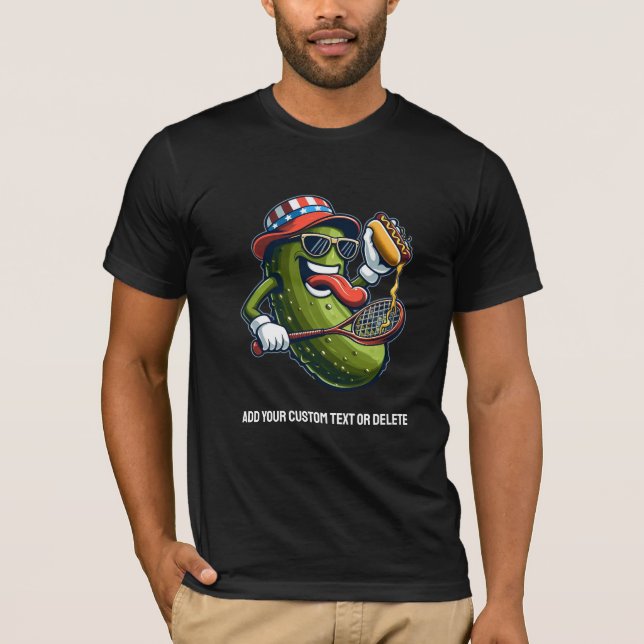 Funny Pickleball Patriot Independence Day Sports T-Shirt (Front)