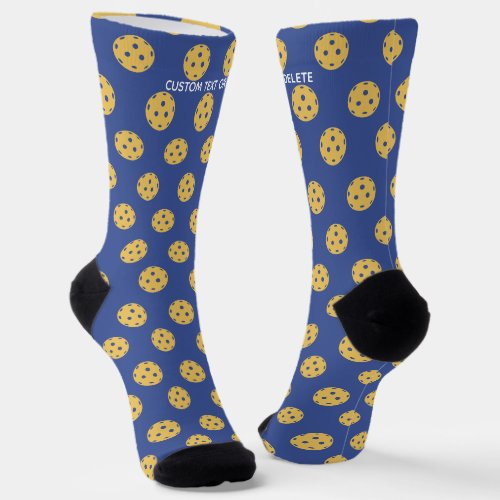 Funny Pickleball Pattern Personalized Blue Yellow Socks