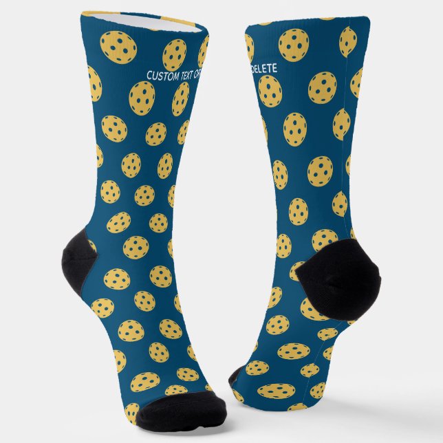Funny Pickleball Pattern Personalized Custom Text  Socks (Angled)