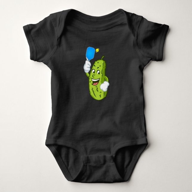 Funny Pickleball Pickel Humor Cucumber Baby Bodysuit (Front)