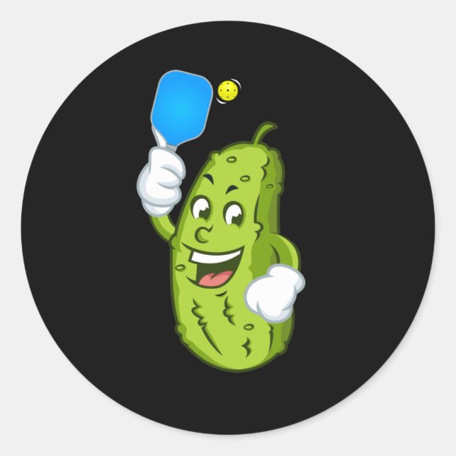 Funny Pickleball Pickel Humor Cucumber Classic Round Sticker (Front)