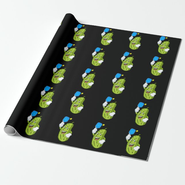 Funny Pickleball Pickel Humor Cucumber Wrapping Paper (Unrolled)
