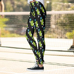 Funny Pickleball Pickle Holding Paddle and Ball Leggings<br><div class="desc">All your pickleball friends will get a laugh out of these Funny Pickleball Leggings featuring an all over pattern of cartoon pickle "people" holding pickleball paddles and balls. Great for rec play or tournament/match club play - or perfect for wearing around town. Easily change the background color to your preference....</div>