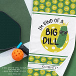 Funny Pickleball Pickle I'M KIND OF A BIG DILL Hand Towel<br><div class="desc">Funny, personalized, custom color pickleball sport hand towel for the pickleball enthusiast with the humorous saying I'M KIND OF A BIG DILL featuring a dill pickle and pickleball and a name, monogram or custom text in your choice of colors. Fun gift for him, her or team. ASSISTANCE: For help with...</div>