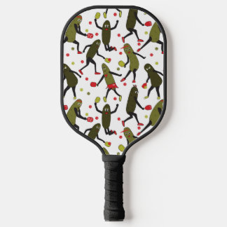 Funny Pickleball Pickle People Green White Paddle