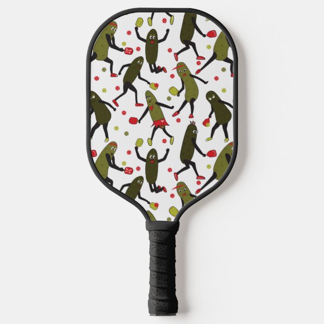 Funny Pickleball Pickle People Green White Pickleball Paddle (Front)