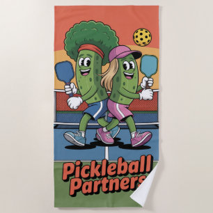 Funny Pickleball Pickleball Partners Mascot Beach  Towel