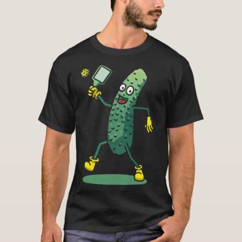 Funny Pickleball Player Coach Cucumber Prickled Fr T_Shirt
