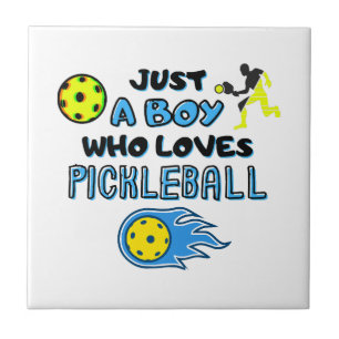 Funny Pickleball Player Just A Boy Who Loves Pickl Ceramic Tile