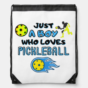 Funny Pickleball Player Just A Boy Who Loves Pickl Drawstring Bag