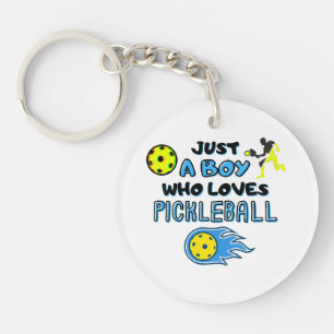 Funny Pickleball Player Just A Boy Who Loves Pickl Keychain