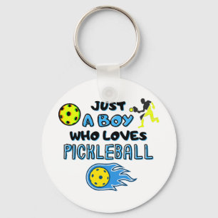 Funny Pickleball Player Just A Boy Who Loves Pickl Keychain
