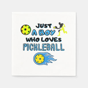 Funny Pickleball Player Just A Boy Who Loves Pickl Napkins