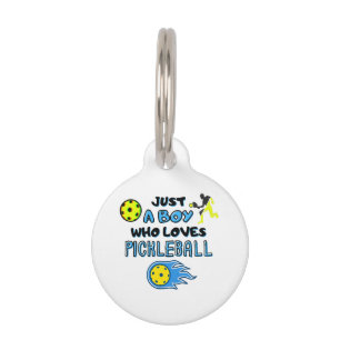 Funny Pickleball Player Just A Boy Who Loves Pickl Pet ID Tag