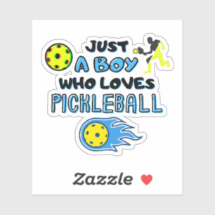Funny Pickleball Player Just A Boy Who Loves Pickl Sticker