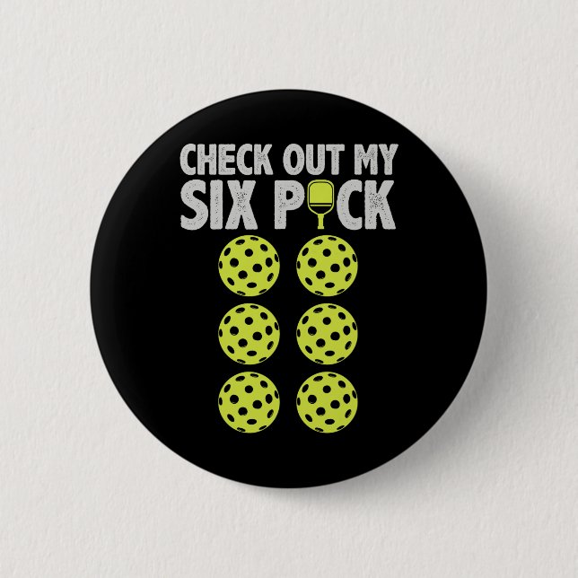 Funny Pickleball Player Men Paddleball Check My Si Button (Front)