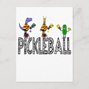 Funny Pickleball Players Animals Cartoon Postcard