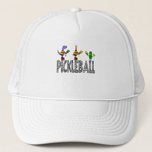Funny Pickleball Players Animals Cartoon Trucker Hat