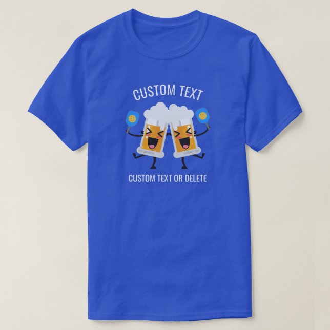 Funny Pickleball Players, Beer Mugs Playing Pickle T-Shirt (Design Front)