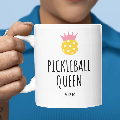Funny Pickleball Queen Custom Monogram Name Text  Coffee Mug