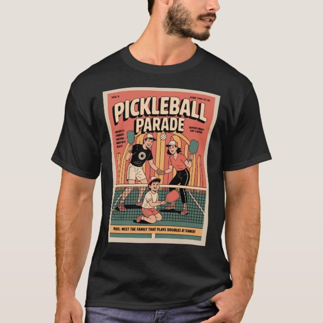 Funny Pickleball Serve First Eat Later Poster T-Shirt (Front)