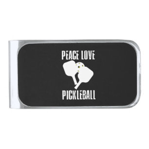Funny Pickleball Silver Finish Money Clip