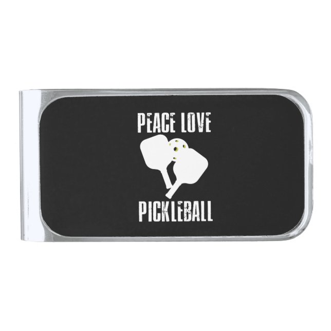 Funny Pickleball Silver Finish Money Clip (Front)