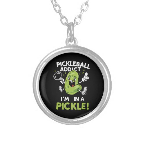 Funny_Pickleball Silver Plated Necklace