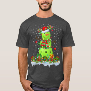 Funny Pickleball Snowman Xmas Lights Pickleball Ch T-Shirt