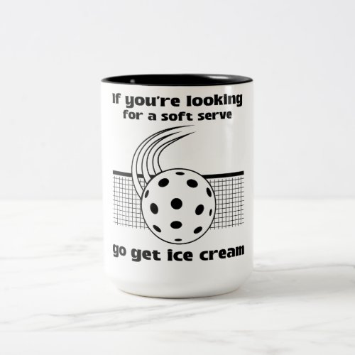 Funny Pickleball Soft Serve Ice Cream Pun  Two_Tone Coffee Mug