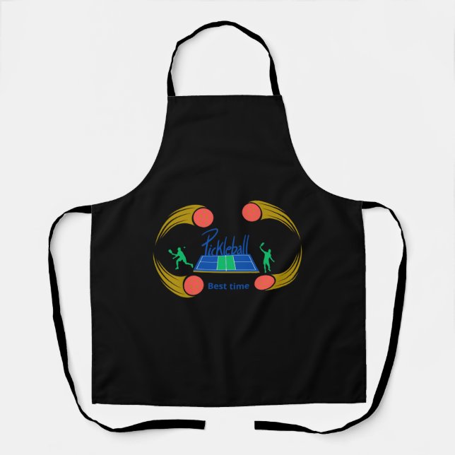 Funny pickleball sport good time   apron (Front)