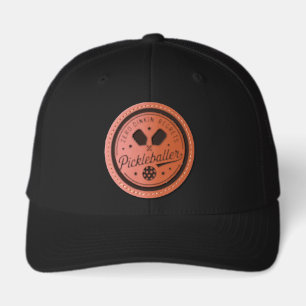 Funny Pickleball Sports ZERO DINKIN' REGRETS Leather Patch Hat
