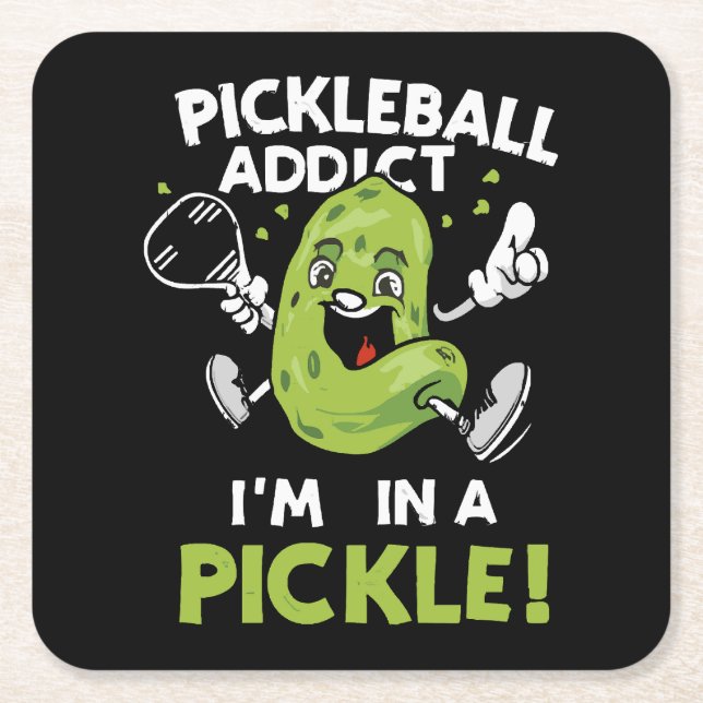 Funny-Pickleball Square Paper Coaster (Front)