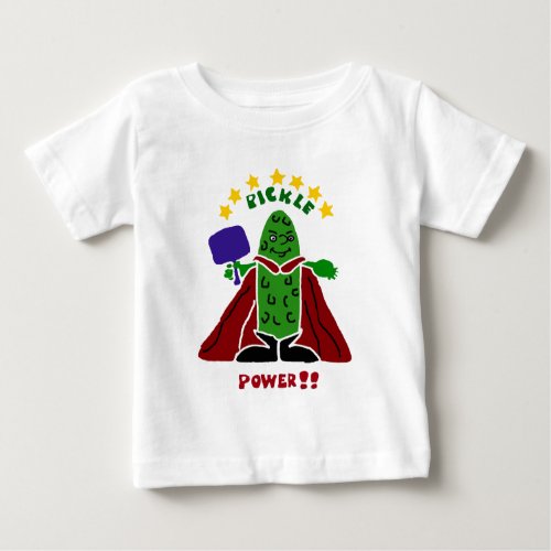 Funny Pickleball Super Hero Pickle Baby T_Shirt